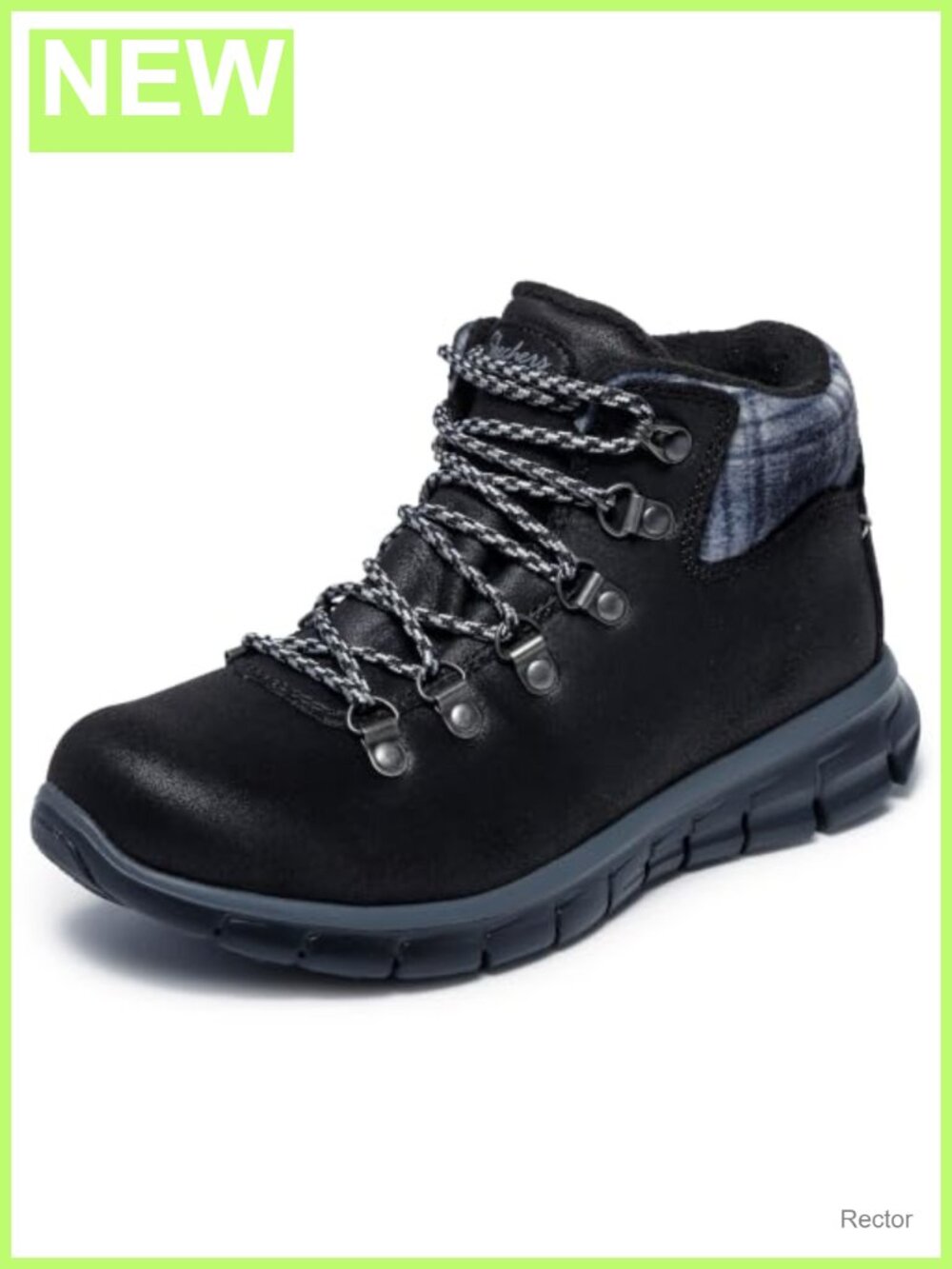 Skechers Women's Synergy Plaid Bootie Ankle Boots Water Repellent Faux Leather